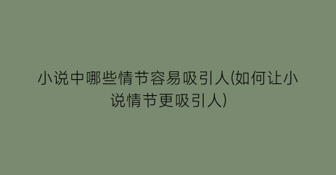 小说中哪些情节容易吸引人(如何让小说情节更吸引人)