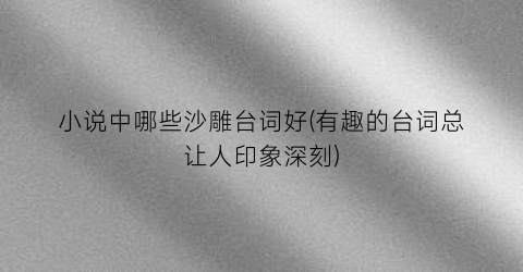 小说中哪些沙雕台词好(有趣的台词总让人印象深刻)