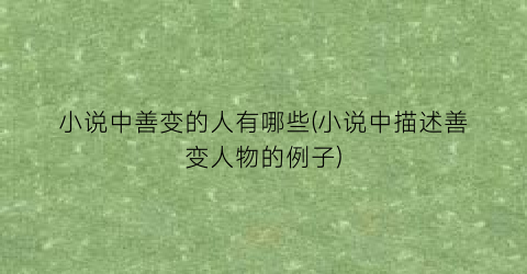 小说中善变的人有哪些(小说中描述善变人物的例子)
