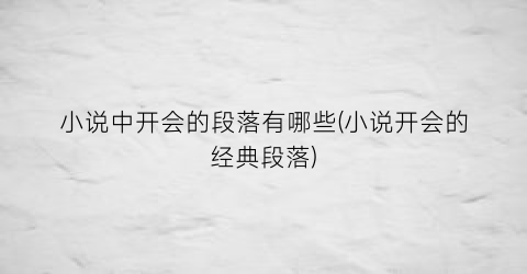 小说中开会的段落有哪些(小说开会的经典段落)