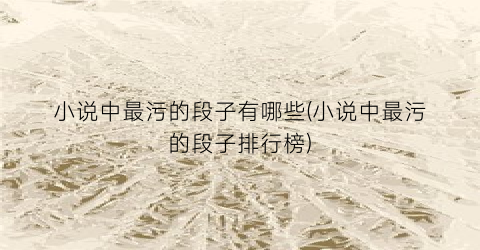 小说中最污的段子有哪些(小说中最污的段子排行榜)
