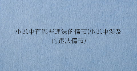 小说中有哪些违法的情节(小说中涉及的违法情节)
