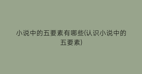 小说中的五要素有哪些(认识小说中的五要素)