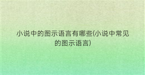 小说中的图示语言有哪些(小说中常见的图示语言)