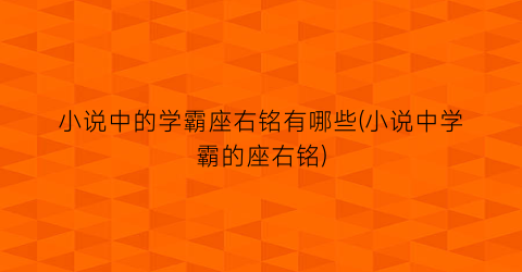 小说中的学霸座右铭有哪些(小说中学霸的座右铭)