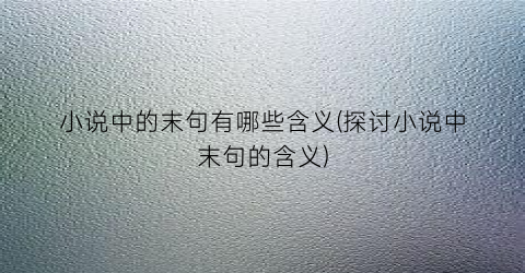 小说中的末句有哪些含义(探讨小说中末句的含义)