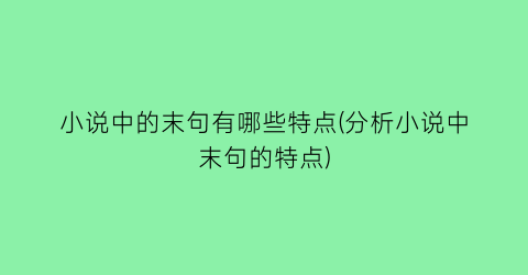 小说中的末句有哪些特点(分析小说中末句的特点)