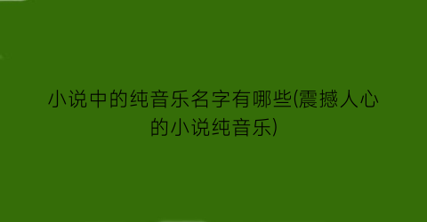 小说中的纯音乐名字有哪些(震撼人心的小说纯音乐)