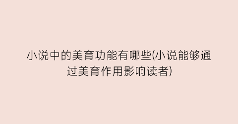 小说中的美育功能有哪些(小说能够通过美育作用影响读者)