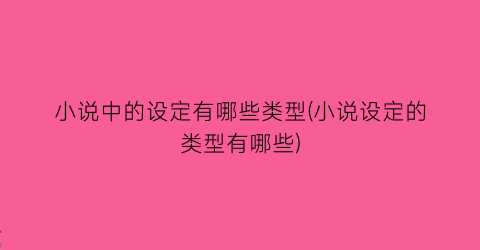 小说中的设定有哪些类型(小说设定的类型有哪些)