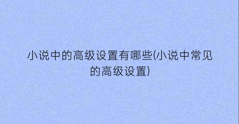 小说中的高级设置有哪些(小说中常见的高级设置)