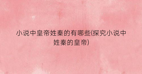 小说中皇帝姓秦的有哪些(探究小说中姓秦的皇帝)