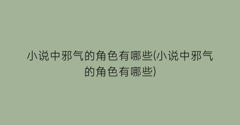 小说中邪气的角色有哪些(小说中邪气的角色有哪些)