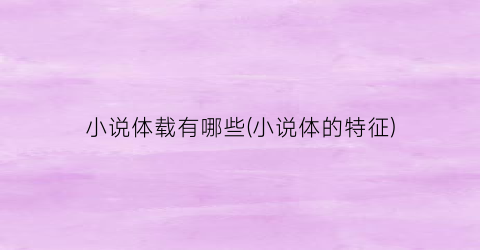 小说体载有哪些(小说体的特征)