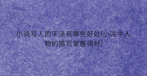 小说写人的手法有哪些好处(小说中人物的描写掌握得好)