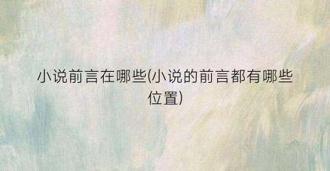 小说前言在哪些(小说的前言都有哪些位置)