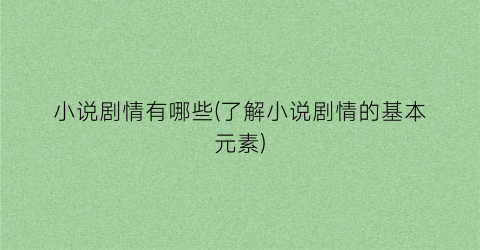 小说剧情有哪些(了解小说剧情的基本元素)