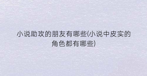 小说助攻的朋友有哪些(小说中皮实的角色都有哪些)