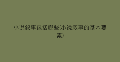 小说叙事包括哪些(小说叙事的基本要素)