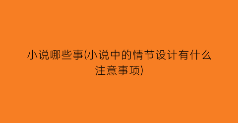 小说哪些事(小说中的情节设计有什么注意事项)