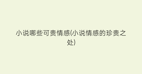 小说哪些可贵情感(小说情感的珍贵之处)