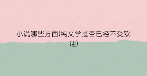 小说哪些方面(纯文学是否已经不受欢迎)