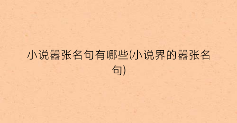 小说嚣张名句有哪些(小说界的嚣张名句)