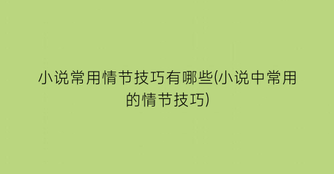 小说常用情节技巧有哪些(小说中常用的情节技巧)
