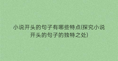 小说开头的句子有哪些特点(探究小说开头的句子的独特之处)