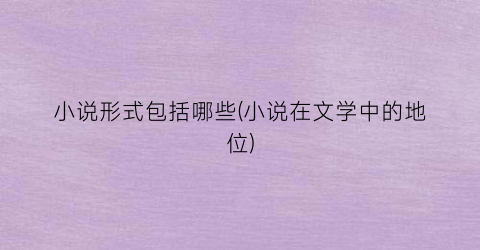 小说形式包括哪些(小说在文学中的地位)