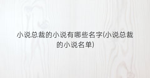 小说总裁的小说有哪些名字(小说总裁的小说名单)