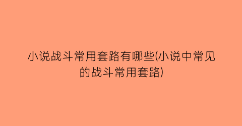 小说战斗常用套路有哪些(小说中常见的战斗常用套路)