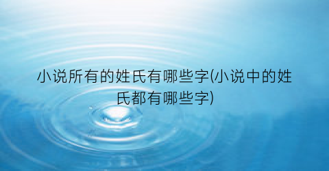 小说所有的姓氏有哪些字(小说中的姓氏都有哪些字)