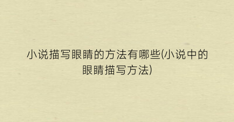 小说描写眼睛的方法有哪些(小说中的眼睛描写方法)