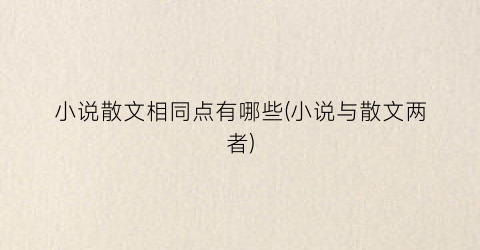 小说散文相同点有哪些(小说与散文两者)