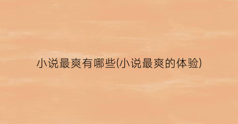 小说最爽有哪些(小说最爽的体验)