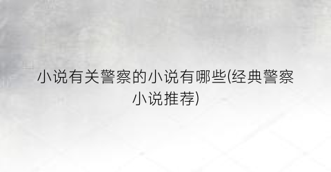 小说有关警察的小说有哪些(经典警察小说推荐)
