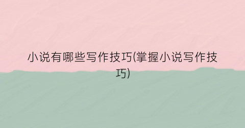 小说有哪些写作技巧(掌握小说写作技巧)