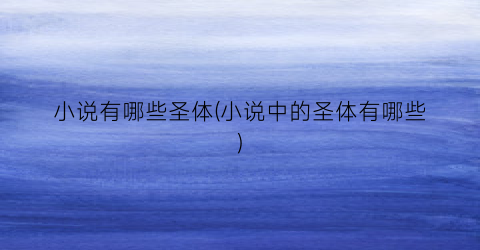 小说有哪些圣体(小说中的圣体有哪些)