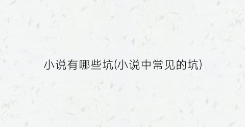 小说有哪些坑(小说中常见的坑)