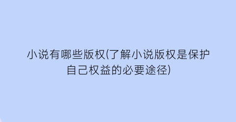 小说有哪些版权(了解小说版权是保护自己权益的必要途径)