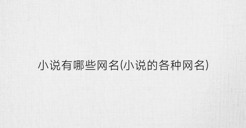 小说有哪些网名(小说的各种网名)