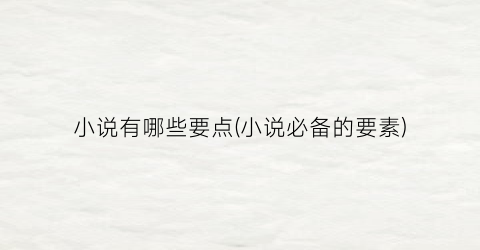 小说有哪些要点(小说必备的要素)