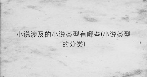 小说涉及的小说类型有哪些(小说类型的分类)