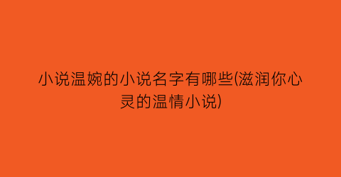小说温婉的小说名字有哪些(滋润你心灵的温情小说)