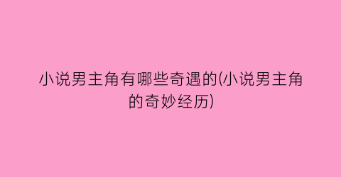 小说男主角有哪些奇遇的(小说男主角的奇妙经历)