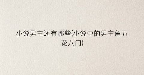 小说男主还有哪些(小说中的男主角五花八门)