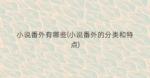 小说番外有哪些(小说番外的分类和特点)