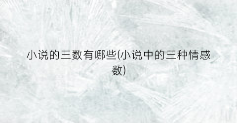 小说的三数有哪些(小说中的三种情感数)