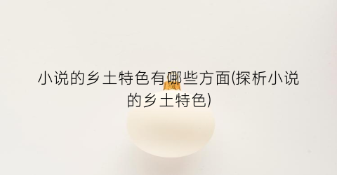 小说的乡土特色有哪些方面(探析小说的乡土特色)